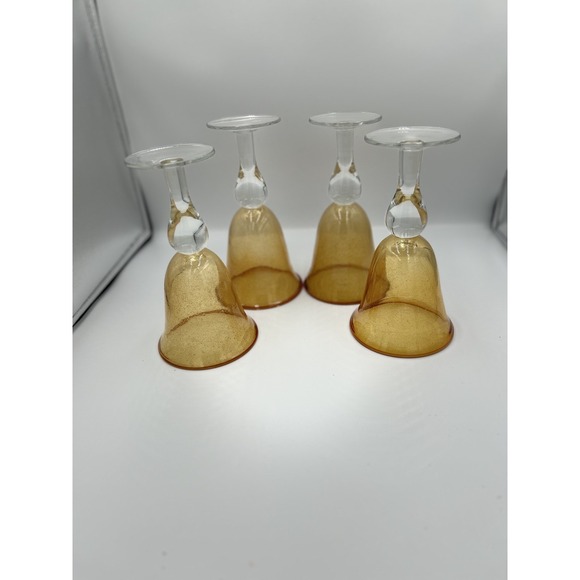 Abigails Yellow Amber Bubble Glass Water Goblets Optic Stem (Set of 4) 7.5 in - Picture 2 of 5